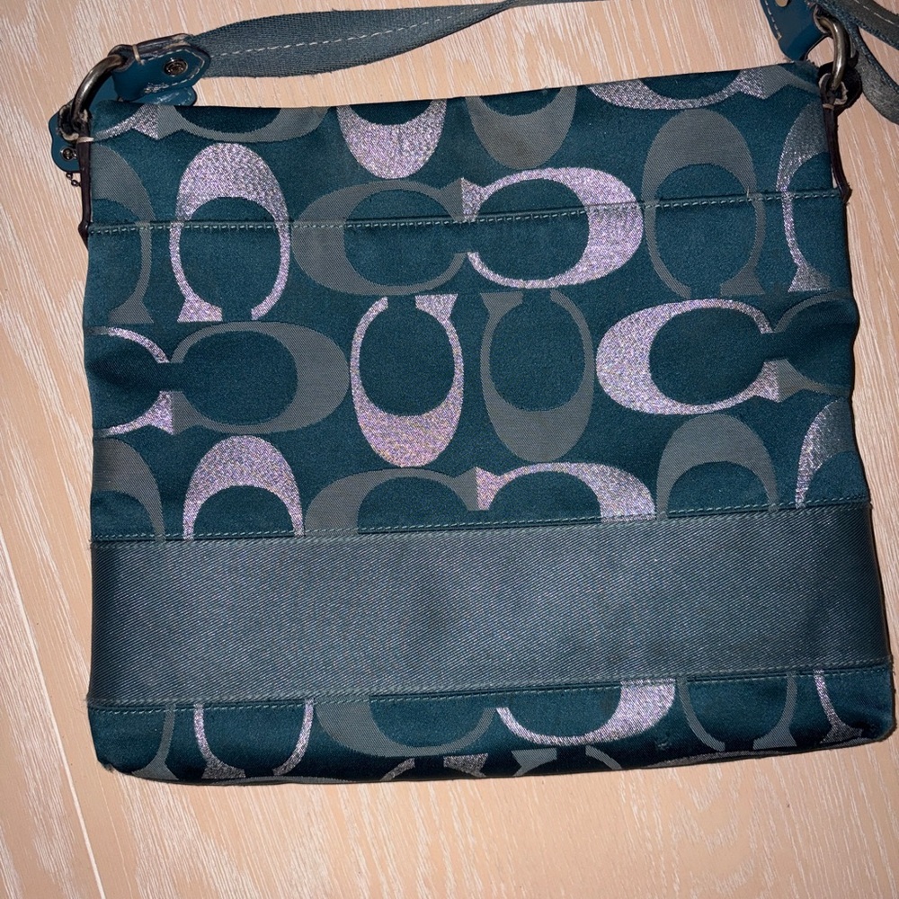 Coach Rehab Dark Teal and Gray Crossbody& Shoulder Bag - Picture 8 of 14